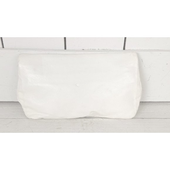 Vintage white leather clutch handbag purse - Picture 5 of 6